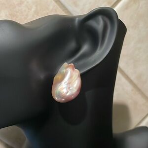 Genuine Natural Irregular Large Baroque Pearl Natural Fresh Water Earring chunky